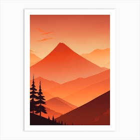 Misty Mountains Vertical Background In Orange Tone 24 Art Print