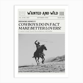 Cowboys Make Better Lovers | Trendy Retro Vintage Western Newspaper Art Print