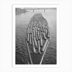 Log Raft In Willamette River At Portland, Oregon By Russell Lee Art Print