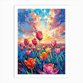 Sunset Tulips Art Print