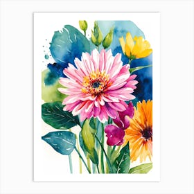 Watercolor Flowers 60 Art Print