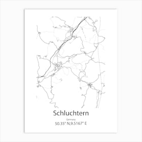 Schluchtern,Germany Minimalist Map Art Print