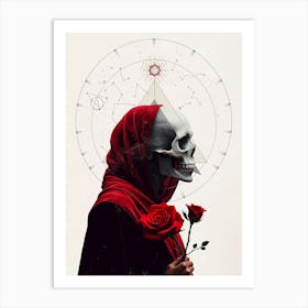 Skeleton With Rose Art Print