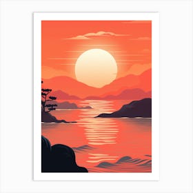 Ocean Sunset Warm Oranges - Landscape Art Print