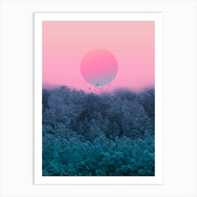 Graphic Sun In The Forest Art Print
