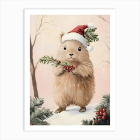 Guinea Pig Christmas 1 Art Print