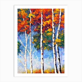 European White Birch tree Abstract Block Colour Art Print