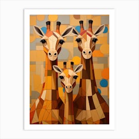 Geometric Giraffes 1 Art Print