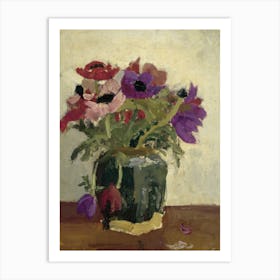 Flowers In A Green Vase Art Print