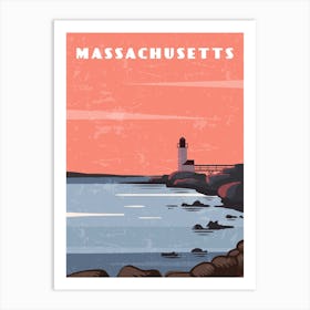 Massachusetts, USA — Retro travel minimalist poster Art Print