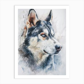Siberian Husky Watercolor Painting 3 Art Print