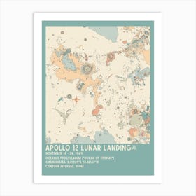 Apollo 12 Lunar Landing Site Vintage Moon Map Art Print
