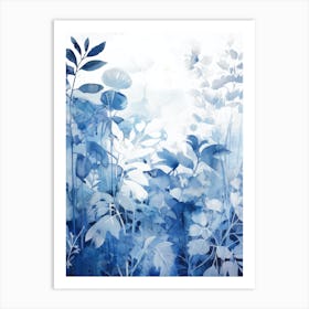Blue And White Watercolor Painting Art Print