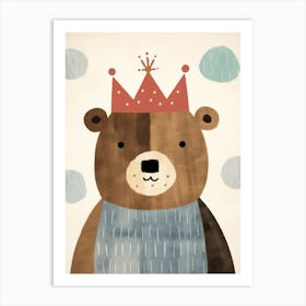 Little Grizzly Bear 2 Wearing A Crown Art Print