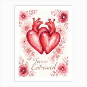 Forever Enchanted Twin Heart Floral Valentine Affiche