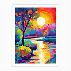 Sunset By The River Art Print