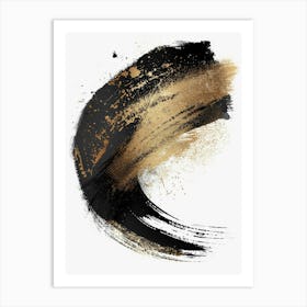 Black And Gold Brush Strokes 31 Art Print