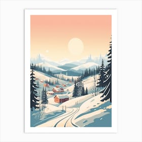 Vintage Winter Travel Illustration Kiruna Sweden 2 Art Print