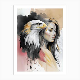 Eagle And Woman Art Print