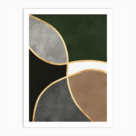 Organic shapes and golden lines 7 Art Print