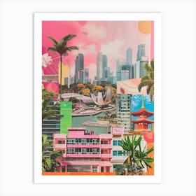 Singapore   Retro Collage Style 1 Art Print