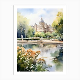 Parque Del Retiro Spain Watercolour Painting 3  Art Print