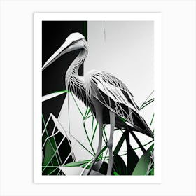 Grey Heron Polygonal Wireframe 1 Art Print