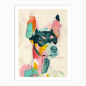 Pinscher Dog Pastel Line Watercolour Illustration  3 Art Print