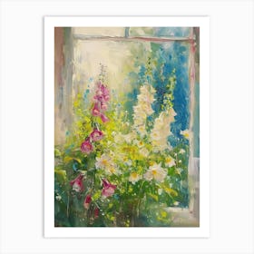 Foxglove Flowers On A Cottage Window 2 Art Print