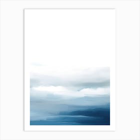 Watercolour Blue White Abstract Water 2 Art Print