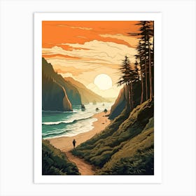 Lost Coast Trail Usa 1 Vintage Travel Illustration Art Print