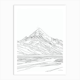Mount Mckinley Denali Usa Line Drawing 7 Art Print