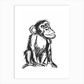 B&W Chimpanzee Art Print