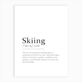 Skiing Definition Poster - Dictionary Art Print