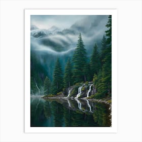 Misty Mountain Lake Art Print