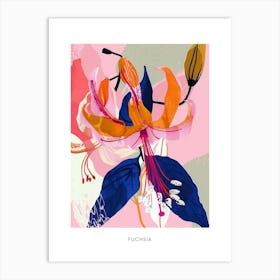 Colourful Flower Illustration Poster Fuchsia 2 Art Print