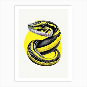 Yellow Lipped Sea Krait White Snake Tattoo Style Art Print