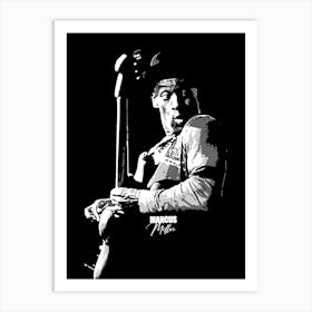 Marcus Miller American Music Legend in Grayscale Art Art Print