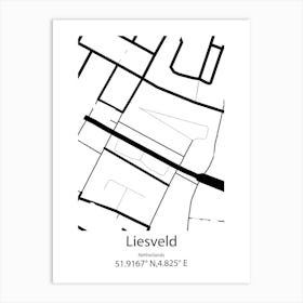 Liesveld,Netherlands Minimalist Map Art Print