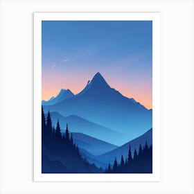 Misty Mountains Vertical Composition In Blue Tone 199 Art Print