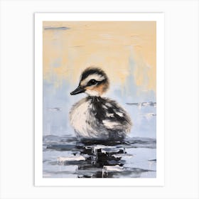 Black & White Duckling Gouache 4 Art Print