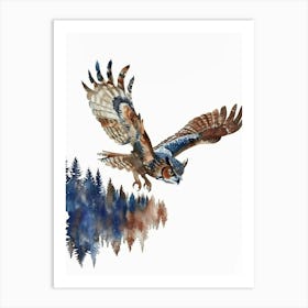 Owl In Flight 1 Art Print