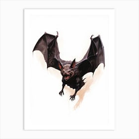 Flying Fox Bat Vintage Illustration 1 Art Print