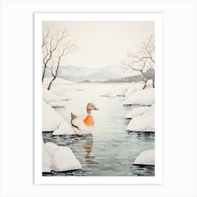 Winter Bird Painting Duck 1 Art Print