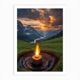 Fire Pit At Sunset Art Print