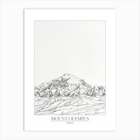 Mount Olympus Greece Line Drawing 4 Poster Art Print