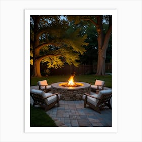 Fire Pit At Night Art Print