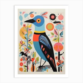 Colourful Scandi Bird Baldpate 1 Art Print
