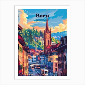 Bern Switzerland Architecture Digital Travel Illustration Art Print