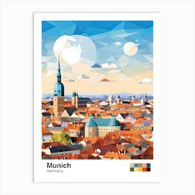 Munich, Germany, Geometric Illustration 2 Poster Art Print